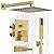 Kurpot Brushed Gold Shower System, All Metal Gold Shower Faucet Set with Tub Spout, 10'' Gold Shower Head with Handheld, 59'' Shower Hose, Shower Valve and Diverter, Wall Mounted Bath Tub Faucet Set