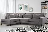 Siblo Sofá de 4 Plazas 90x310x224 cm - CORBLACK Colección - Sofa Tapizado de Tela - Muebles de Salón - Sofa con Almohadas Acolchado Gris - Lado Izquierdo
