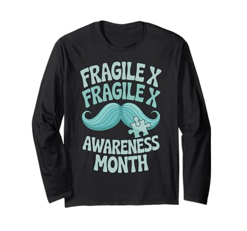 Mustache Groovy Fragile X Syndrome Awareness Men Manga Larga