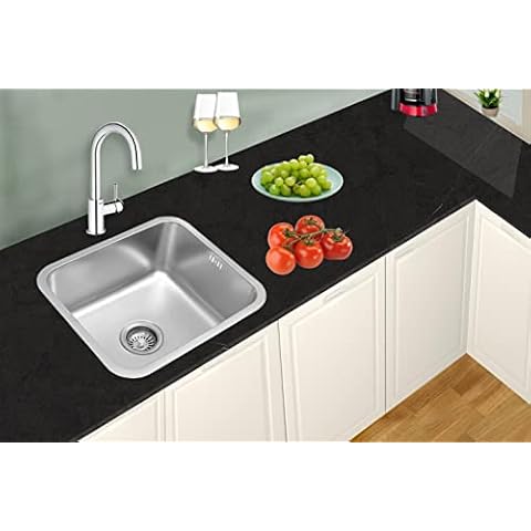 Omeere, 45 x 45 cm, Built-in Sink, Square Small, Undermount Sink, Stainless Steel, Material Thickness 0.8 mm, Sink Kitchen Sink, Square 1 Basin, Undermount Sink (Built-in Sink) Cover