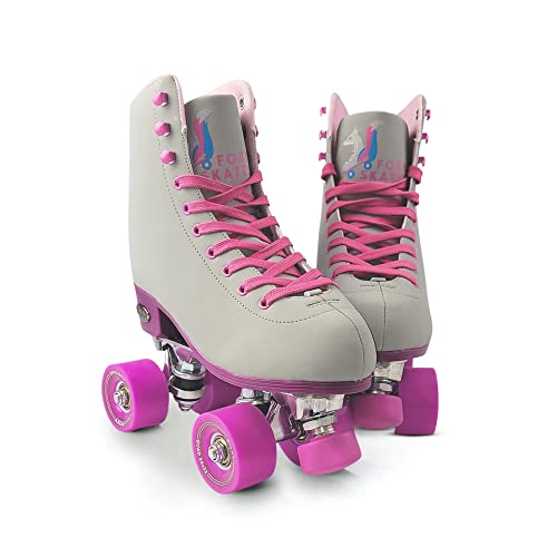FoxySkate Women's Shiny Roller Skates, Double Row & 4 Wheels, Adjustable for...