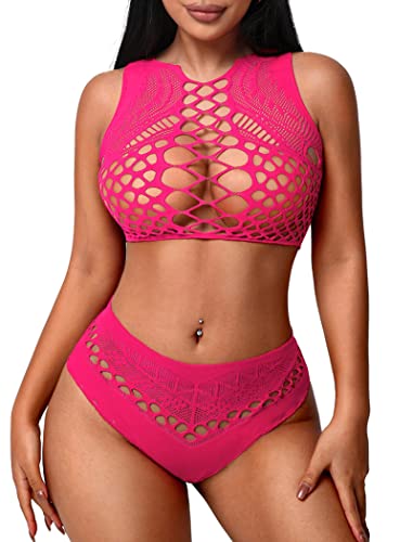 Image of Avidlove Womens Fishnet Lingerie for Women Sexy Two Piece Lingerie Set Stripper Outfit