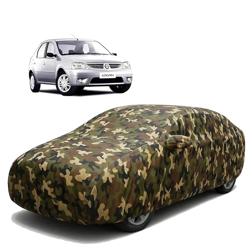 Image of Sulfar 100% Waterproof Car Body Cover Compatible with Mirror for Renault Logan with Long Lasting Durable Material (Triple Stitched, Full Bottom Elastic, Camouflage Army)
