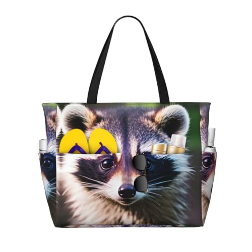 Sac à bandoulière imperméable raton laveur avec motif imprimé sacoche noire