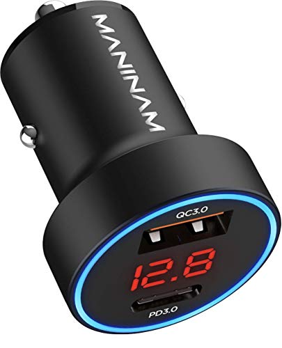 MANINAM Adaptive Metal USB C Car Charger Adapter, 33W PPS Power Delivery Type C for Samsung S20 Note 20 [Super Fast Charging], 18W QC3.0 for iPhone 11 Pro, Multi Device Pixel Tablet Camera Nintendo