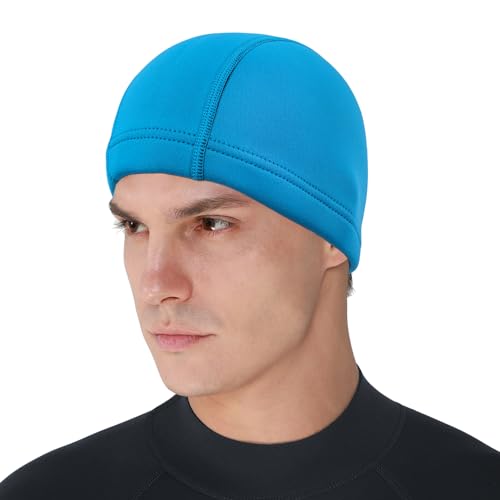 Image of DEHAI Neoprene Diving Hood Wetsuit Swimming Caps for Womens Mens Youth, 2mm 3mm Thermal Water Beanie Hat Keep Long Hair Dry for Curly Locs Braids