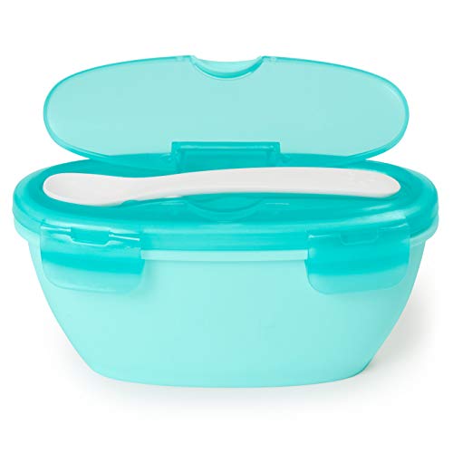 Image of Skip Hop Baby Food Container Travel Set, Easy-Serve Bowl & Spoon, Teal (Discontinued by Manufacturer)