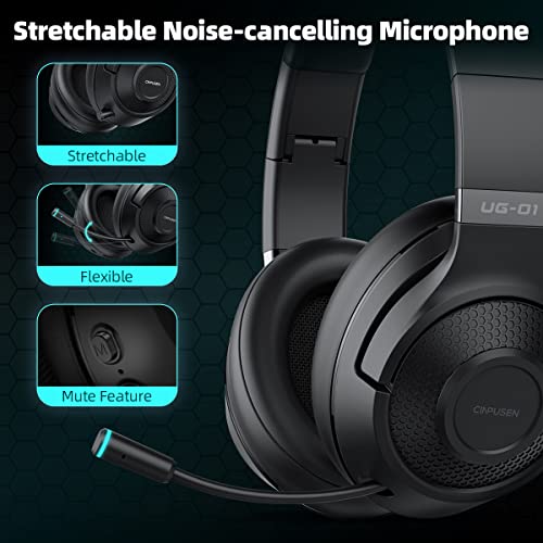 2.4Ghz Wireless Gaming Headset For Pc, Ps5, Ps4, Macbook, With Microphone, Over-Ear Bluetooth Gaming Headphones For Cell Phone, Soft Earmuff - 25 Hours Playtime, Only Wired Mode For Xbox Series #TOP3