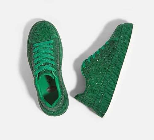 Image of LUCKY STEP Rhinestone Platform Sneakers for Women | Sparkly Glitter Bling Tennis Shoes Fashion Wedding Party Walking Sneakers
