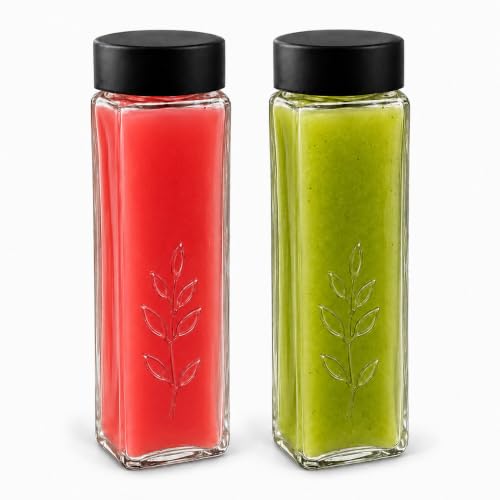 Image of Ash & Roh Square Glass Water Bottle with Lid, Transparent Wide Mouth Juice Bottle for Fridge, Office, School & Everyday Hydration Reusable for Daily Use