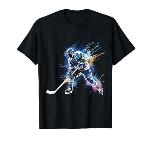 Pintura de Jugador de Hockey sobre Hielo, Tinte de Salpicaduras de Color Camiseta
