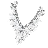 PURPLELILY Collar de ala bordado ligero de organza desmontable con cuentas para uso en la oficina, accesorio profesional de cuello de ala con cuentas