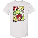 ANGRY BIRDS Official -Angry Comics Panels Printed Graphic Short Sleeve 100% Cotton T-Shirt for Men, Women, Unisex White