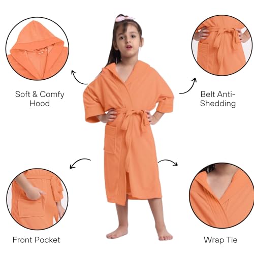 Image of CREEVA Cozy Hooded Bathrobe for Kids - Lightweight, Quick-Dry, and Perfect for Daily Use