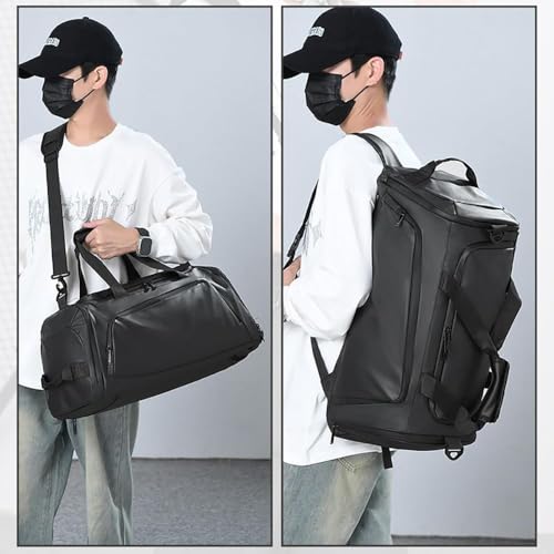 Image of CAVALO - Be Unique 3-in-1 Convertible Gym Bag Backpack for Men & Women | Waterproof Travel Duffle Bag with Shoe Compartment & Luggage Trolley Sleeve | Cabin Luggage Trekking & Weekend Bag (Black)