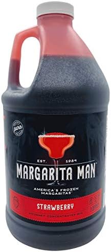 Margarita Man Strawberry Daiquiri/Margarita Mix Concentrate | 64oz Bottle, Makes 56 Drinks | Slushes | Bars, Restaurants, At Home | Pure Cane Sugar