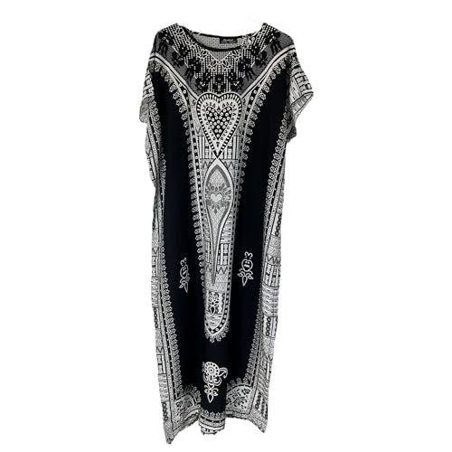 Kiran Fashion Nouvelle Robe Caftan Longue en Coton pour Femme - Robe d'été Dashiki Africaine pour...