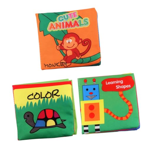 Milisten 3 Libri per Giocattoli Educativi Prescolari Resistenti e Lavabili Libri Morbidi per Ragazzo Ragazza Riconoscimento Animali Colori e Forme Gioco Interattivo per Sviluppo