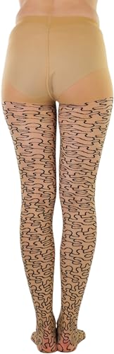 Image of ToBeInStyle Women's Strappy Zig Zag Lace Up Bandage Print Fashion Goth Tights