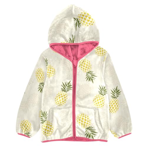 OTVEE Pineapple Yellow Fruits Kids Hoodie Jacket Fall Spring Full Zip Warm Outwear Coat