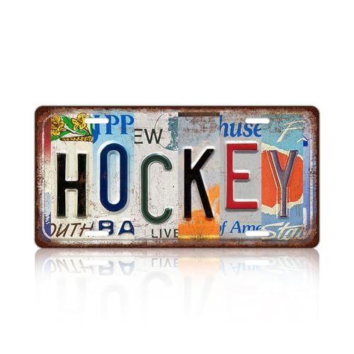 Vintage Hockey License Plate Wall Sign
