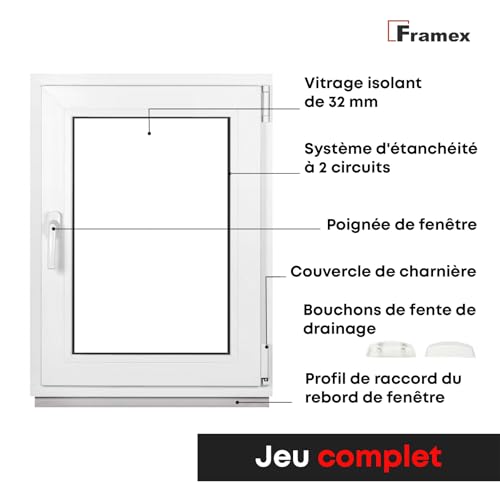 Fenêtre de cave en PVC blanc robuste avec double vitrage 32mm - 4