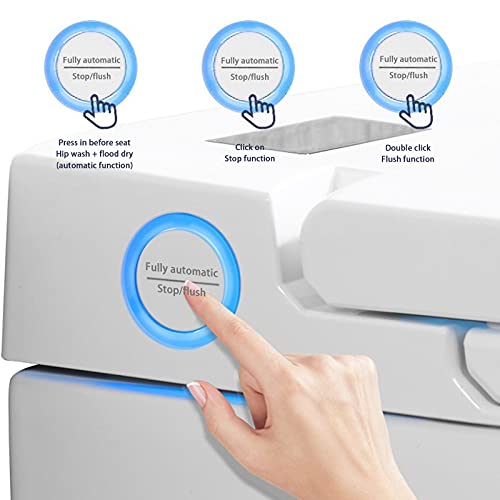 Modern Elongated Intelligent Smart Toilet, One-Piece Dual Flush Toilet With Comfort Height Toilet Warm Dryer,Automatic Flush Open/Close Seat, Heat Bidet Seat W/Remote Control-110V #TOP6
