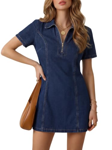 Image of KIFOVEN Women's Short Sleeve Casual Denim Dress