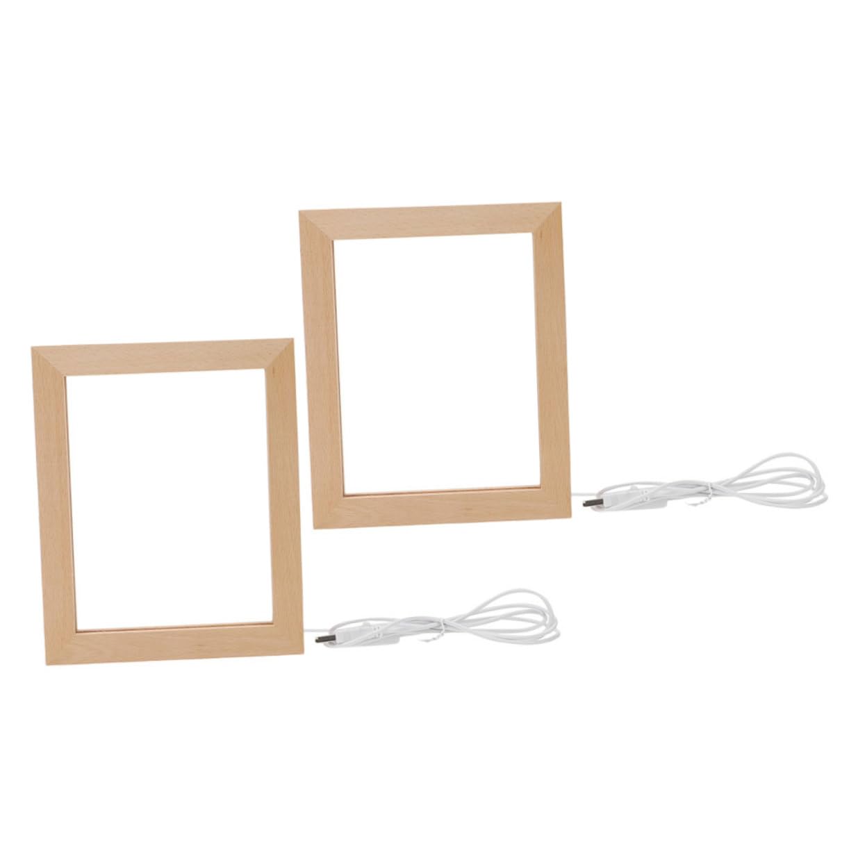 Ciieeo Marco de Fotos LED de Madera Maciza 2 Piezas 170x130 Mm Luz Cálida Usb, Marco LED Brillante para Decoración de Escritorio y Lámpara de Noche Efecto 3d para Fotos Iluminadas