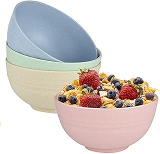 homchen Unbreakable Cereal Bowls, 4 Pack Large Soup Bowls for Adults Kids Dishwasher & Microwave Safe, BPA Free