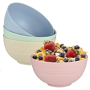 Cereal Bowls Unbreakable, Set of 4 Large Soup Bowls for Adults & Kids Safe for Dishwasher & Microwave, Eco-Friendly Reusable