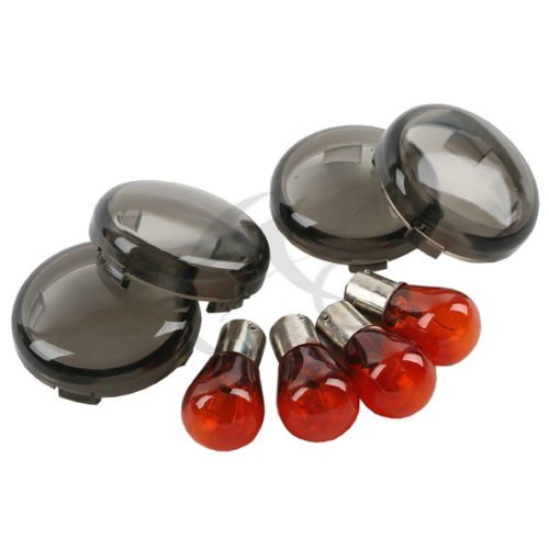 XMT-MOTO Smoked Turn Signal Lenses Amber Bulbs(1156 Base) Fits for Harley Davidson Softail/Dyna 2000 & Up/Harley Davidson Sportsters 2002 & Up