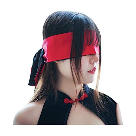 ZCYYYS Satin Blindfold Belt Sash Necktie Neck Scarf Eye Mask for Sleeping 59inch PS12 (Red Black) Cover