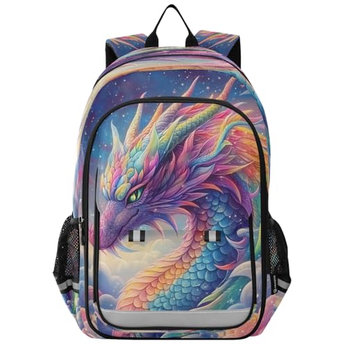 Kids Backpacks School Daypack College Bag Bookbag for Boys Girls Rainbow Dragon Cloud