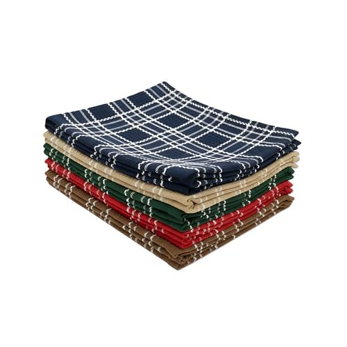 Image of Vriksham Premium Set of 6-Piece Pure Cotton Dish Towels - Highly Absorbent, Quick-Dry & Multipurpose Kitchen Cleaning Cloths,18 x 18 inch (6, Multi 18x18)