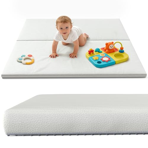 Image of Baby Play Mat 50x50 inch, Extra Thick 1.3'' Waterproof Floor Mat for Crawling, Non-Toxic Large Activity Mat with Machine Washable Cover for Toddlers Infants Boys Girls