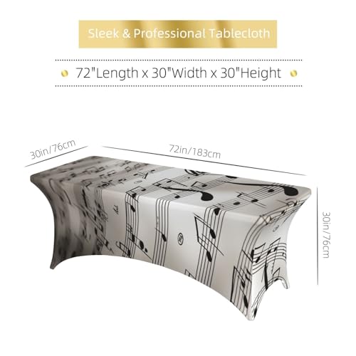 Nappe de table extensible en elasthanne motif notes de musique lavable interieur - 7