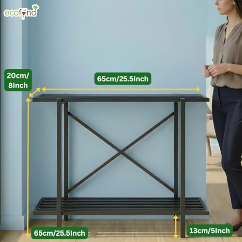 Image of ecofynd 2-Tier Fish Tank Stand, Double-Layer Aquarium Stand with Adjustable Table Feet, Heavy Metal Storage Rack Suitable for Home and Office, (Black, FS-PS049)