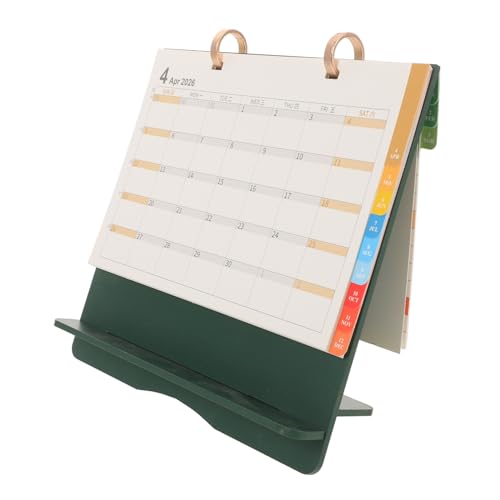 jojofuny 年卓上カレンダー 多機能木製スタンド式月間プランナー ビジネススケジュール管理用グリーンモデル オフィスや家用デスクに