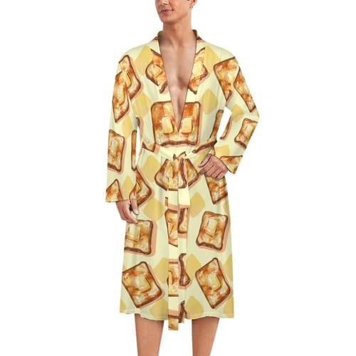 Golden Toasts Funny Men's Robe Soft Lightweight Bathrobe Long-sleeve Spa Robes