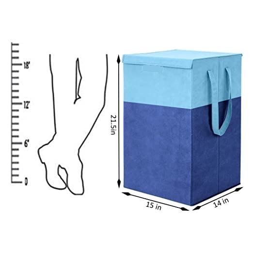 Image of UNICRAFT 68 L Foldable Laundry Basket with Lid | Large Clothes Storage Bin with Handles | Collapsible Fabric Laundry for Bedroom, Bathroom & Home Organization (Blue-Sky Blue, Pack of 1)