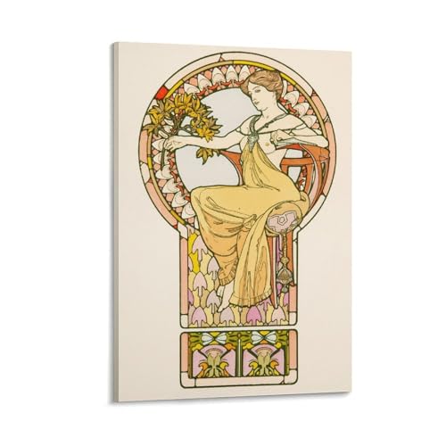 Art mural Alphonse Mucha : 2 impressions sur toile 20x30 cm pour décoration d'intérieur