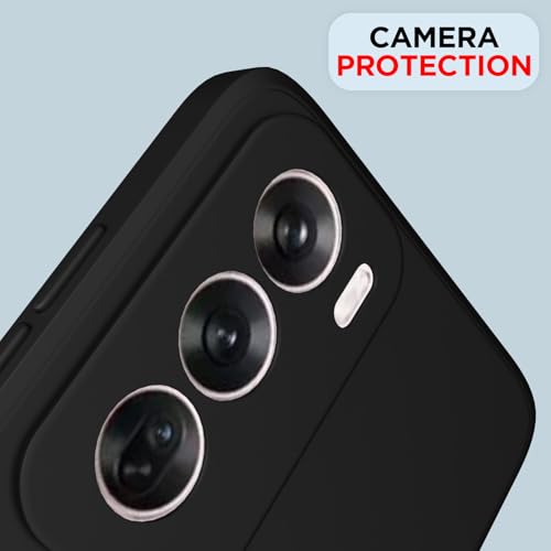 Image of Outlouders Back Cover for Oppo Reno 12 Pro 5G | Camera Protection | Durable Soft Matte Silicone Bumper Case (Black)