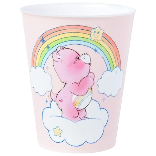 Image of Silver Buffalo Care Bears Rainbow 4 Piece Plastic Mini Cup Set Featuring Cheer, Grumpy, Tenderheart, and Funshine Bear, 1.5 Ounces