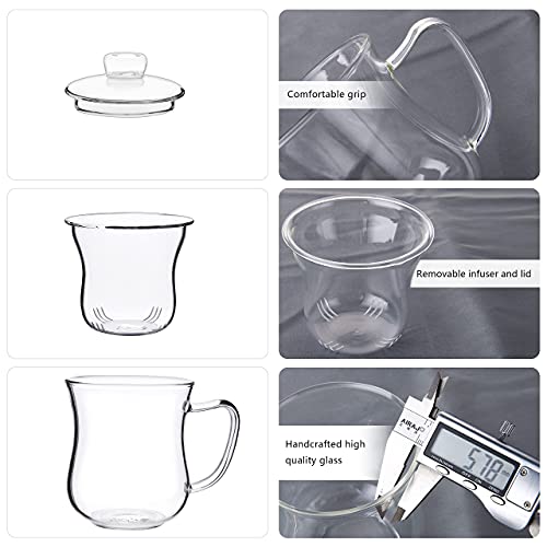 CNGLASS Glass Tea Cup with Removable Infuser and Lid,10oz Thickened Glass Infuser Mug,Borosilicate Glass Mug for Loose Leaf Tea,Teabags - image 2