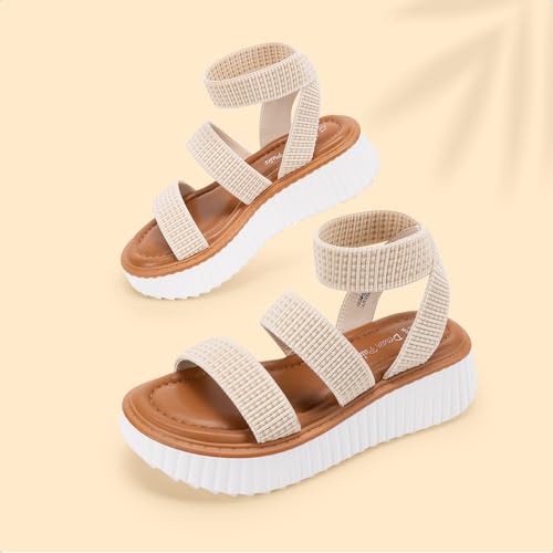 Image of DREAM PAIRS Girls Flatform Wedge Open Toe Platform Summer Sandals with Buckle Ankle Strap for Little Kid /Big Kid
