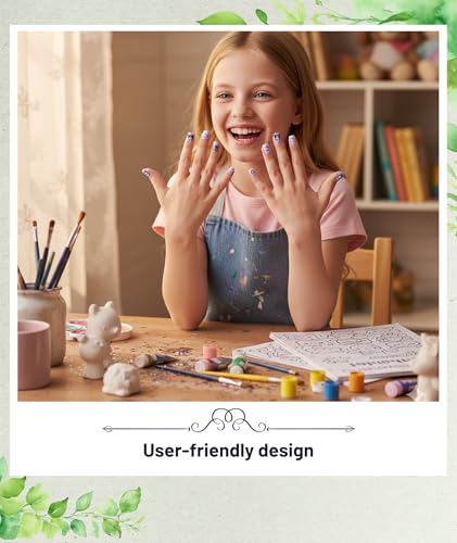 Image of 4 Boxes Nail Art Kit for Girls 6-12, Fake Nails with Cartoon Designs, Press on Nails Kit for DIY Manicure, Safe Artificial Nails Set for Fashion