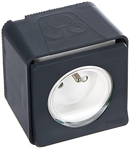 Schneider - Prise de courant anthracite en saillie étanche - Mureva