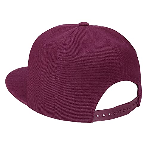 Image of Classic Snapback Hat Cap Hip Hop Style Flat Bill Blank Solid Color Adjustable Size