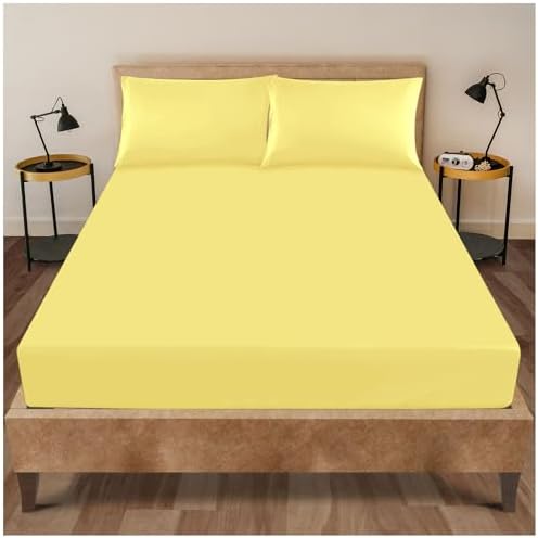 Plain Dyed Bedding Bedsheet, Ultra Soft 4Ft Fitted Bed Sheet, Non Iron Polycotton Percale Sheets, White
